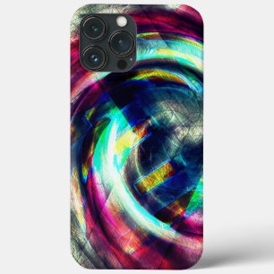 Strong red to blue spiral over grey rough shape th iPhone 13 pro max case