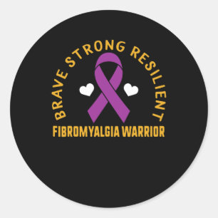 Strong Resilient Fibromyalgia Warrior Awareness Pu Classic Round Sticker