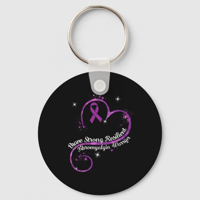 Strong Resilient Fibromyalgia Warrior Awareness Pu Key Ring (Front)