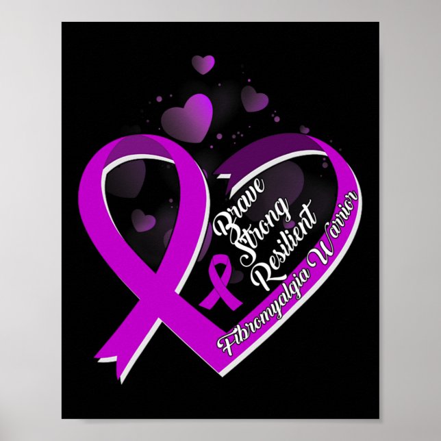 Strong Resilient Fibromyalgia Warrior Awareness Pu Poster (Front)