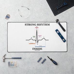 Strong Rhythm Inside Electrocardiogram Heartbeat Desk Mat