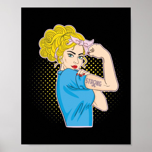 Strong Rosie The Riveter Breast Cancer Awareness Poster (Front)