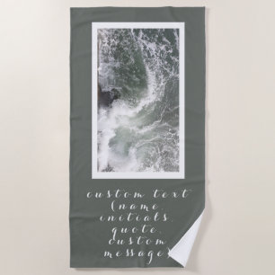STRONG SEA OCEAN WAVES SWIRLING NATURE WATER PHOTO BEACH TOWEL