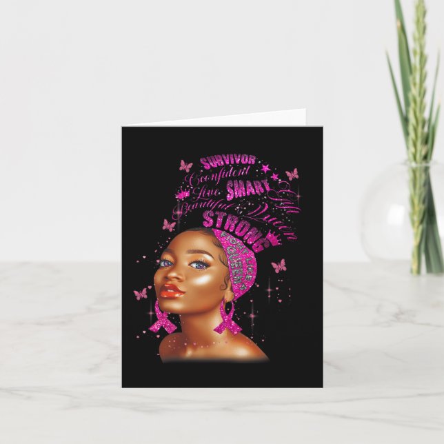 Strong Smart Black Women Breast Cancer Survive Pin Card (Front)