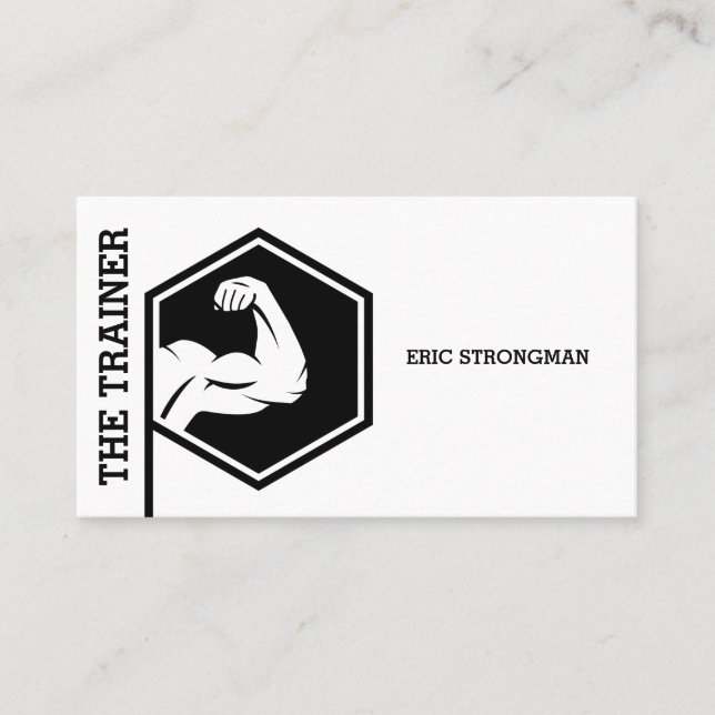 Strong style fitness inspiration white business card (Front)