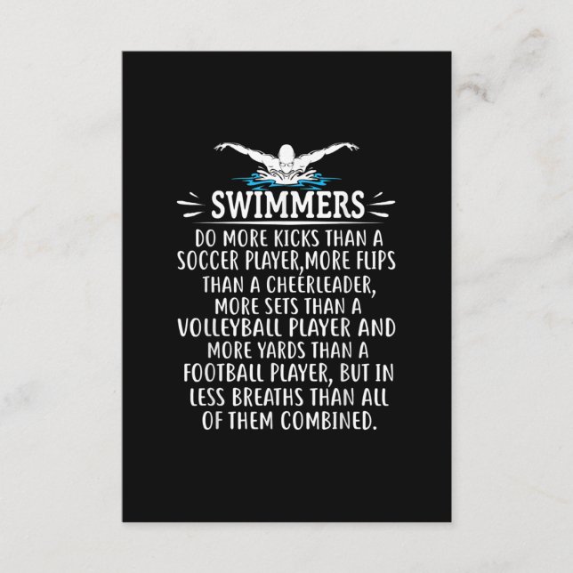Strong Swimmer Swim Swimming Gifts For Men Women Enclosure Card (Front)