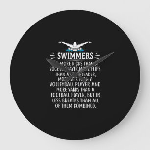 Strong Swimmer Swim Swimming Gifts For Men Women Large Clock