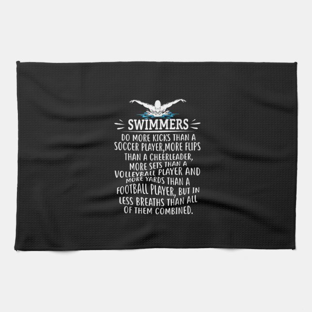 Strong Swimmer Swim Swimming Gifts For Men Women Tea Towel (Horizontal)