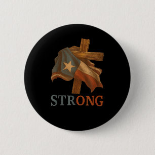 Strong Texas Flag Cross Christian Texas Pride 2025 6 Cm Round Badge