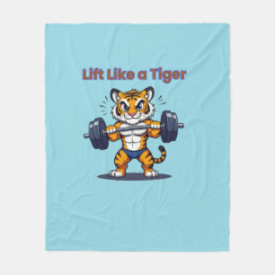 **Strong Tiger – Cute Tiger Lifting Weights Illust Fleece Blanket