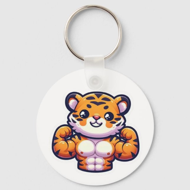 Strong Tiger Tattoo Magnet – Bold Animal Design Key Ring (Front)