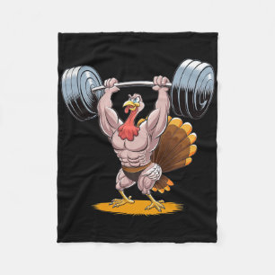 Strong Turkey Bodybuilding Thanksgiving Weightlift Fleece Blanket