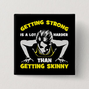 Strong vs Skinny - Women's Workout Motivational 15 Cm Square Badge