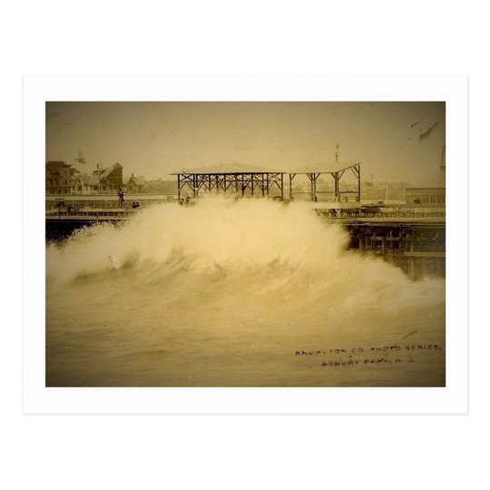 Strong Waves, Asbury Park, New Jersey Vintage Postcard