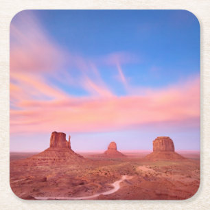 Strong Winds over Desert Valley Square Paper Coaster