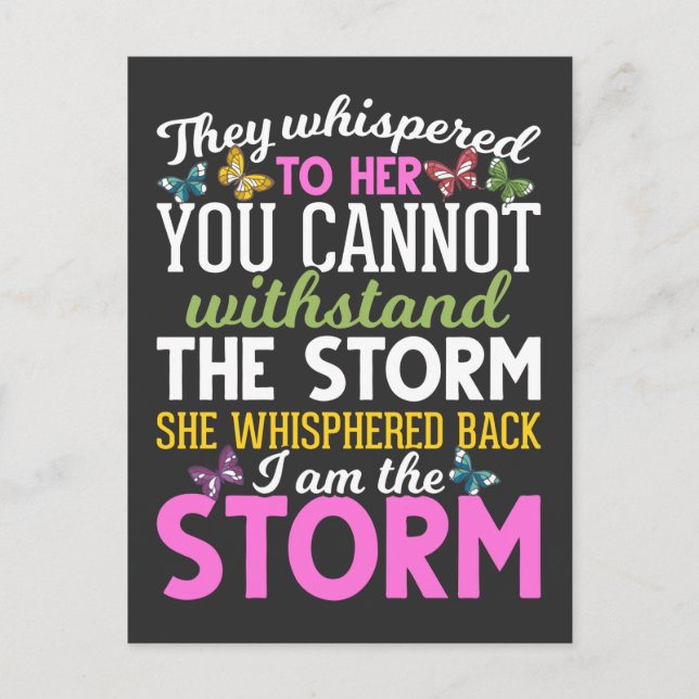 Strong Woman Butterfly Rainbow Storm Women Postcard (Front)