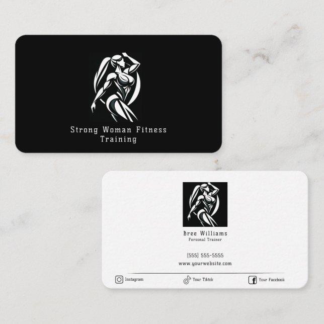 Strong Woman Fitness Personal Training Minimalist Business Card (Front/Back)