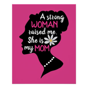 Strong woman mum mother's day pink text art quote  poster