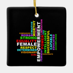 Strong Woman Word Cloud Ceramic Ornament