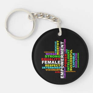 Strong Woman Word Cloud Key Ring