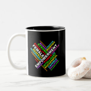 Strong Woman Word Cloud Two-Tone Coffee Mug