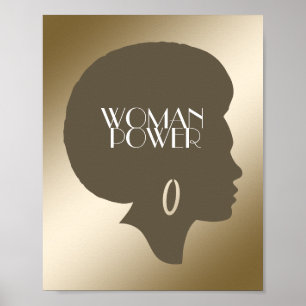 Strong women metallic gold poster