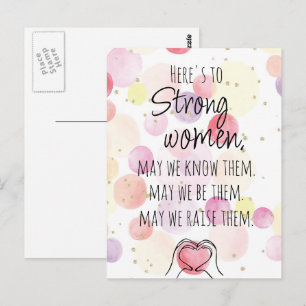 Strong Women Motivational Watercolor Bubbles Postcard