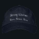 Strong Women Personalised Navy-Hat Stylish Women's Embroidered Hat<br><div class="desc">Celebrate strength and individuality with this Alternative Apparel Basic Adjustable Cap in classic Navy colour. Featuring "Strong Women" with your custom "Your Name Here" embroidered text,  this cap is a stylish tribute to empowerment. Order yours today and wear your confidence proudly!</div>