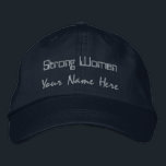 Strong Women Personalised Navy-Hat Stylish Women's Embroidered Hat<br><div class="desc">Celebrate strength and individuality with this Alternative Apparel Basic Adjustable Cap in classic Navy colour. Featuring "Strong Women" with your custom "Your Name Here" embroidered text, this cap is a stylish tribute to empowerment. Order yours today and wear your confidence proudly!</div>