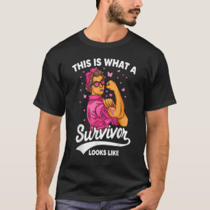 Strong Women Pink Ribbon This Is What A Survivor L T-Shirt