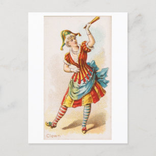 Strong Women Series #28: Clown Vintage Postcard