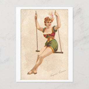 Strong Women Series #40: Trapeze Artist Vintage Postcard