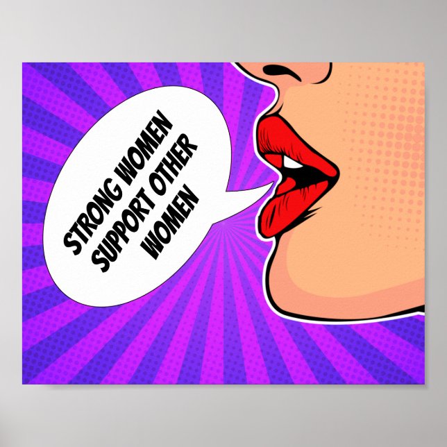 Strong Women Support Each Other Feminist Pop Art Poster (Front)
