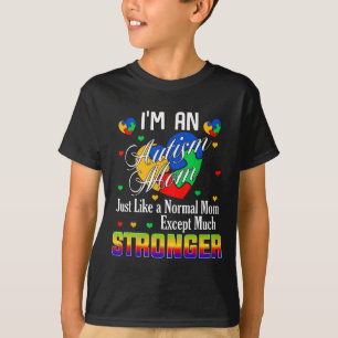 Stronger Autism Mum Puzzle Piece Heart Support Awa T-Shirt