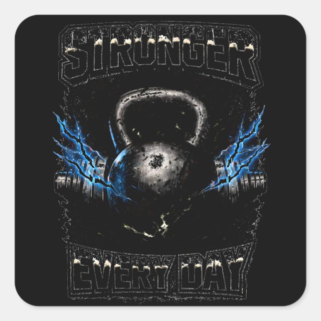 Stronger Every Day – Daily Progress Gym Square Sticker (Front)