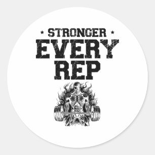 Stronger Every Rep Weightlifter Bodybuilding Bodyb Classic Round Sticker