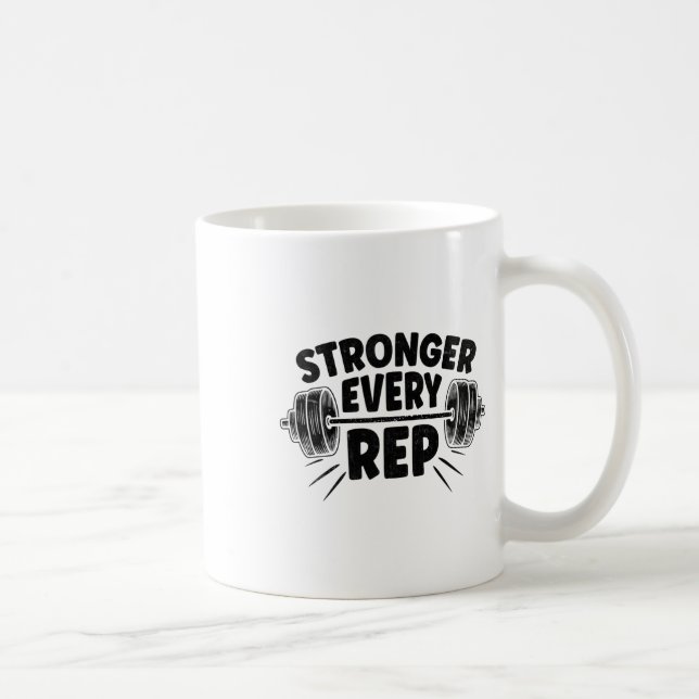 Stronger Every Rep Weightlifter Bodybuilding Bodyb Coffee Mug (Right)