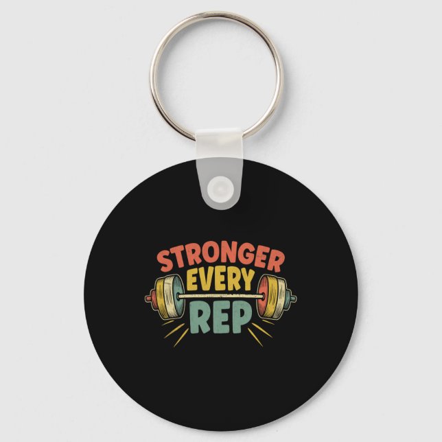 Stronger Every Rep Weightlifter Bodybuilding Bodyb Key Ring (Front)