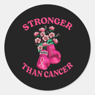 Stronger Than Cancer Boxing Gloves Pink Ribbon Bre Classic Round Sticker