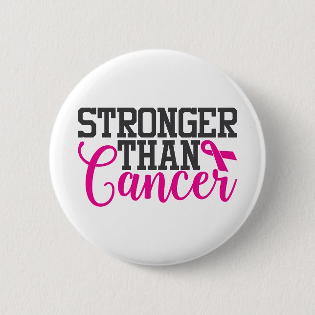 Stronger Than Cancer | Breast Cancer Motivational 6 Cm Round Badge (Front)