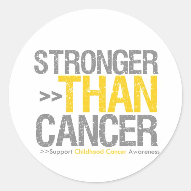 Stronger Than Cancer - Childhood Cancer Classic Round Sticker (Front)