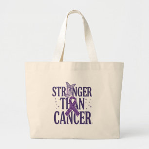 Stronger Than Cancer Inspirational   Large Tote Bag