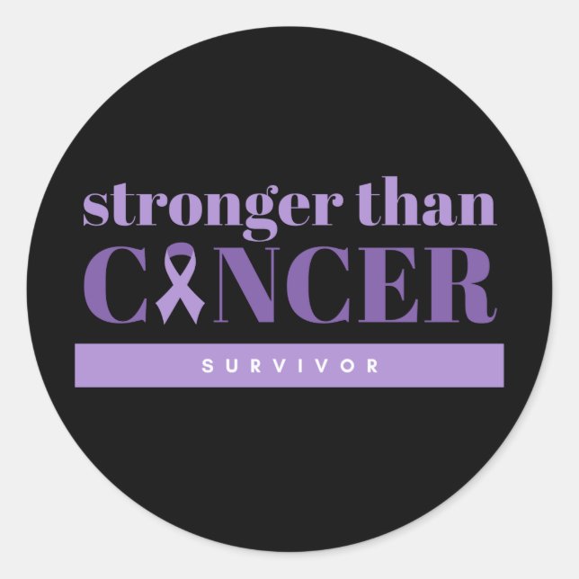 Stronger than Cancer Survivor Purple Classic Round Sticker (Front)