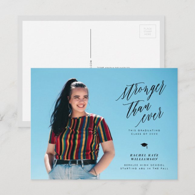 Stronger than Ever Graduation Announcement Postcard (Front/Back)