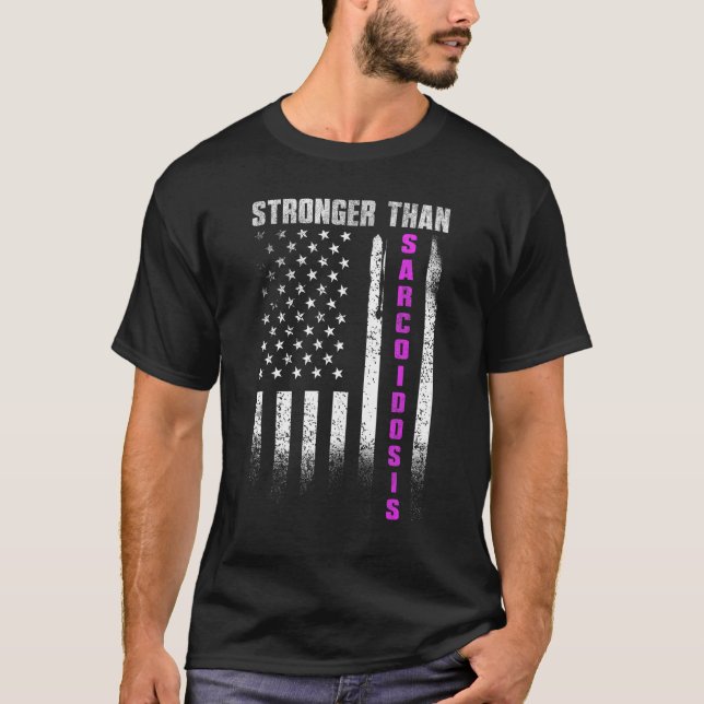 Stronger Than Sarcoidosis Patriotic Sarcoidosis Aw T-Shirt (Front)