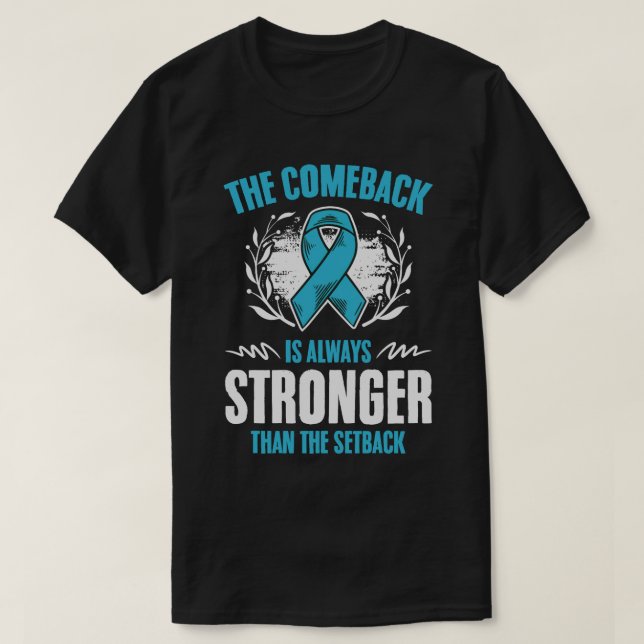 Stronger Than Setback Blue Ribbon Prostate Cancer  T-Shirt (Design Front)