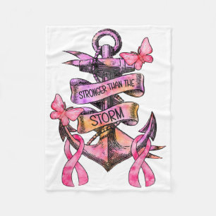 Stronger Than The Storm Anchor Breast Cancer Aware Fleece Blanket
