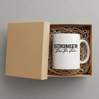 Stronger than the storm, faith inspired  coffee mug