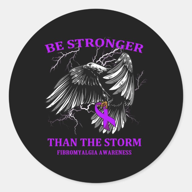 Stronger Than The Storm Fibromyalgia  Classic Round Sticker (Front)