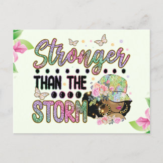 Stronger than the storm, melanin, sista, black gir postcard